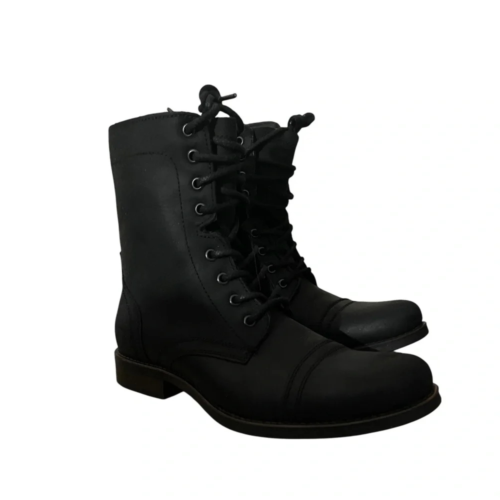 Steve Madden Troopah-C Combat Boot Men’s 10.5 Black Leather - Picture 2 of 11